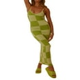 thumbnail image 3 of Robes pour Femmes 2022 Robes Moulantes en Tricot Ajourées Robe Maxi de Nuit Sans Manches Longue Robe Ajourée Orange P, 3 of 5