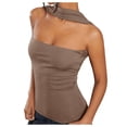 thumbnail image 1 of Women's Y2K Halter Tube Tops Summer Strapless Ruched Open Back Slim Fit Bandeau Tank Tops, 1 of 2