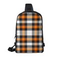 thumbnail image 2 of Rocae Orange Plaid for Lightweight Chest Bag Dual Pocket, Waterproof Crossbody Sling Bag for Men and Women, 2 of 8
