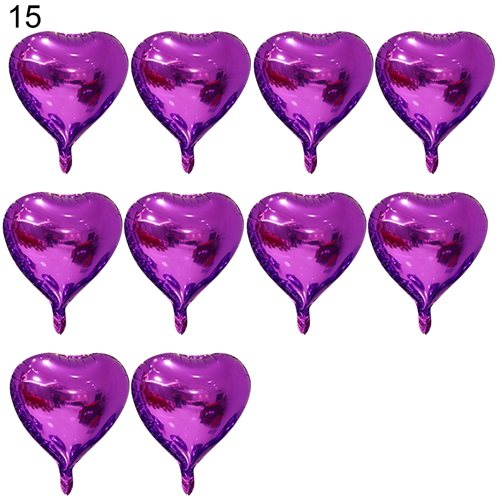 Purple 10pcs Heart Shape Foil Balloons Aluminum Mylar Balloons for Bridal Shower Wedding Birthday Party Decorations 