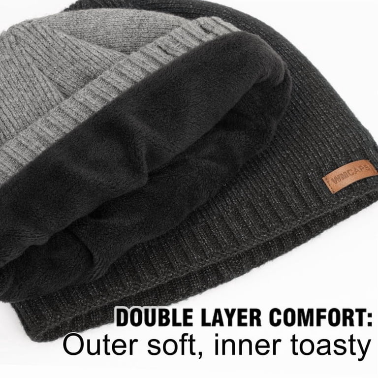 Wmcaps, Warm Fleece Lined Beanie, Navy Blue, Unisex Thermal 