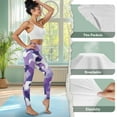 thumbnail image 7 of COEQINE Women Tummy Control Yoga Leggings with Pockets Breathable High Waisted 4-Way Stretch Full-Length Pants Violet Camouflage No See Through Hip Lift Tights for Hiking, 3XL, 7 of 7