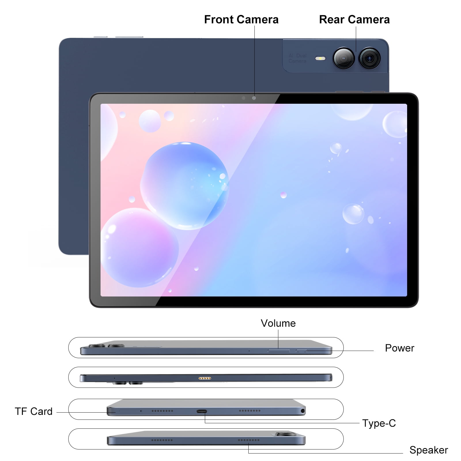 11 inch Tablet with Keyboard Android 14 2000*1200 2K Display Tablets PC, T616 Octa-Core 2.0GHz, 18GB RAM 128GB ROM 1TB Expandable, 5M+5M+13MP AI Camera, 9000mAh Battery, With Case, Pen
