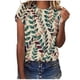 thumbnail image 4 of Fiudx Liquidación de Ahorros de Verano Blusa Holgada Estampada con Cuello Redondo Retro de Manga Corta a La Moda para Mujer, Manga Tres Cuartos, 4 of 5