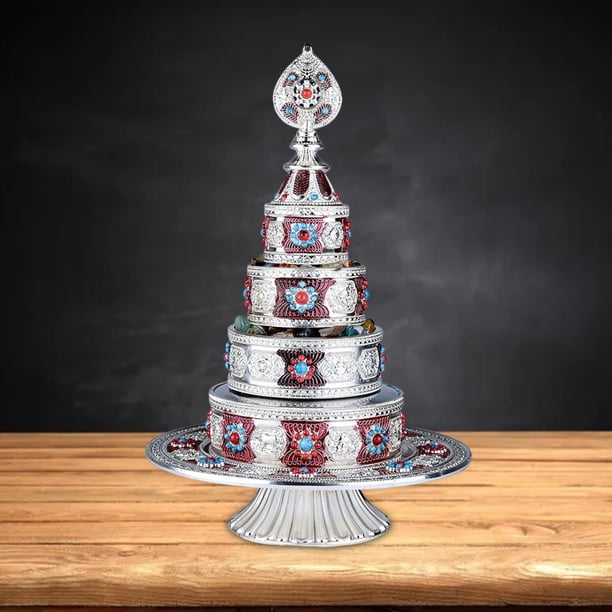 Budismo tibetano Pan, Adorno de la bandeja de suministros del , Budista que ofrece la decoración del Tíbet Altar Mandala Mandhapan para el Argén perfecl Budista Manza Pan