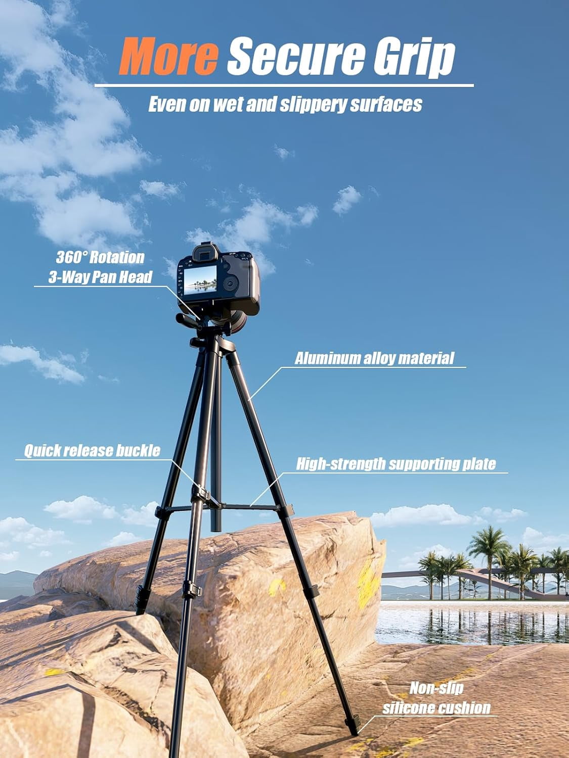 71" Camera Tripod, Versatile Cell Phone Tripod with Wireless Remote Holder and Carry Bag, Lightweight Portable Stand Compatible Smartphone Cameras, Max Load 6.6 lbs