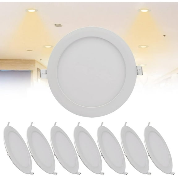 15W LED Recessed Light Fixtures 7 Inch, 3000K Warm White Ceiling Downlights, Hole Φ 180 mm, 975LM IP21 LED Ceiling Can Light for Hallway, 8 Pack