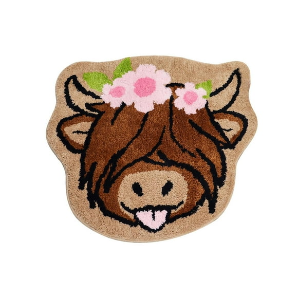Cow Head Welcome Mat Non Rubber Back Funny Front Door Kitchen Rug Special Shape Entrance Carpet