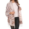 thumbnail image 1 of Sakkas Reiley Long Wide Floral Printed Patterened Fringe Pashmina Shawl / Scarf - Silver / Brown - OS, 1 of 4