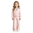 thumbnail image 6 of HAYIMI Girls Two Piece Long Sleeve Lapel Collar Sweatshirt And Pants Kids Playful Casual Outfit Sets Cozy Button Closure Everyday Wear Breathable Clothes Sets, 6 of 6
