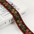 thumbnail image 4 of About 50 Yards Black Red Floral Jacquard Ribbon Trim Vintage Nylon Ethnic Embroidery Boho Ribbons Flower Woven Lace Trim Fabric for Sewing Making Crafts Clothes DIY Embellishment Supply, 4 of 5