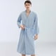 thumbnail image 1 of Bata de algodón con diseño de gofre，Batas de pareja, bata de baño tipo kimono larga，Bata de estar por casa Bata de hotel con bolsillos, 1 of 5