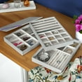 thumbnail image 3 of Household Essentials Stackable Jewelry Trays, 3 Varieties, Space for Necklaces, Rings and Earrings, Blended Canvas with Felt Interior, Perfect for Drawers and Closet Shelves, Silver, 3 of 10
