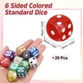 thumbnail image 2 of 20Pack 6 Sided Colored Standard Dice, Acrylic D6 Mini Polyhedral Pearl Pattern Game Dice Set for Table Games or Math Learning, Red/White Point, 2 of 6