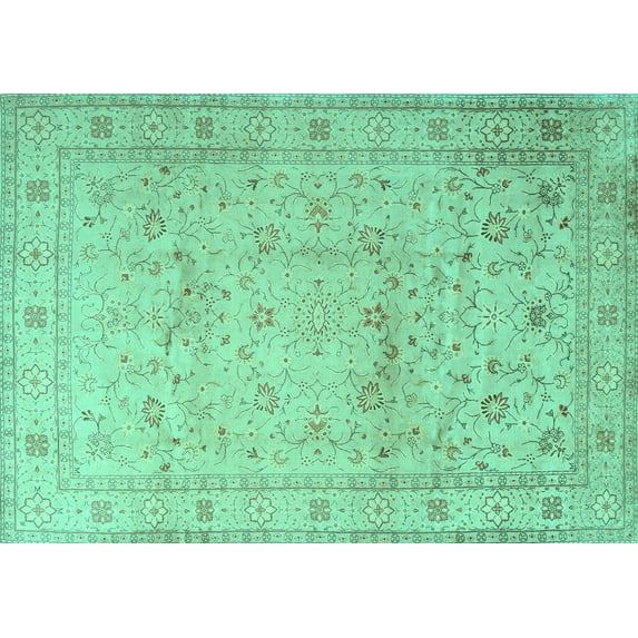 Ahgly Company Indoor Rectangle Persian Turquoise Blue Traditional Area Rugs, 8' x 10'