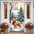 thumbnail image 4 of Decorative Design Christmas Banner with Red Car and Golden Retrievers for Holiday Celebration Winter Festive Event, 4 of 9