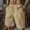 Khaki, variant on ZZwxWA Linen Shorts for Men's Summer Fashion Solid Color Lace up Elastic Waist Loose Comfy Sweatpant Crop Sport Pants Summer Saving