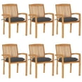 thumbnail image 1 of vidaXL Stacking Garden Chairs with Cushions 6 pcs Solid Teak Wood, 1 of 5