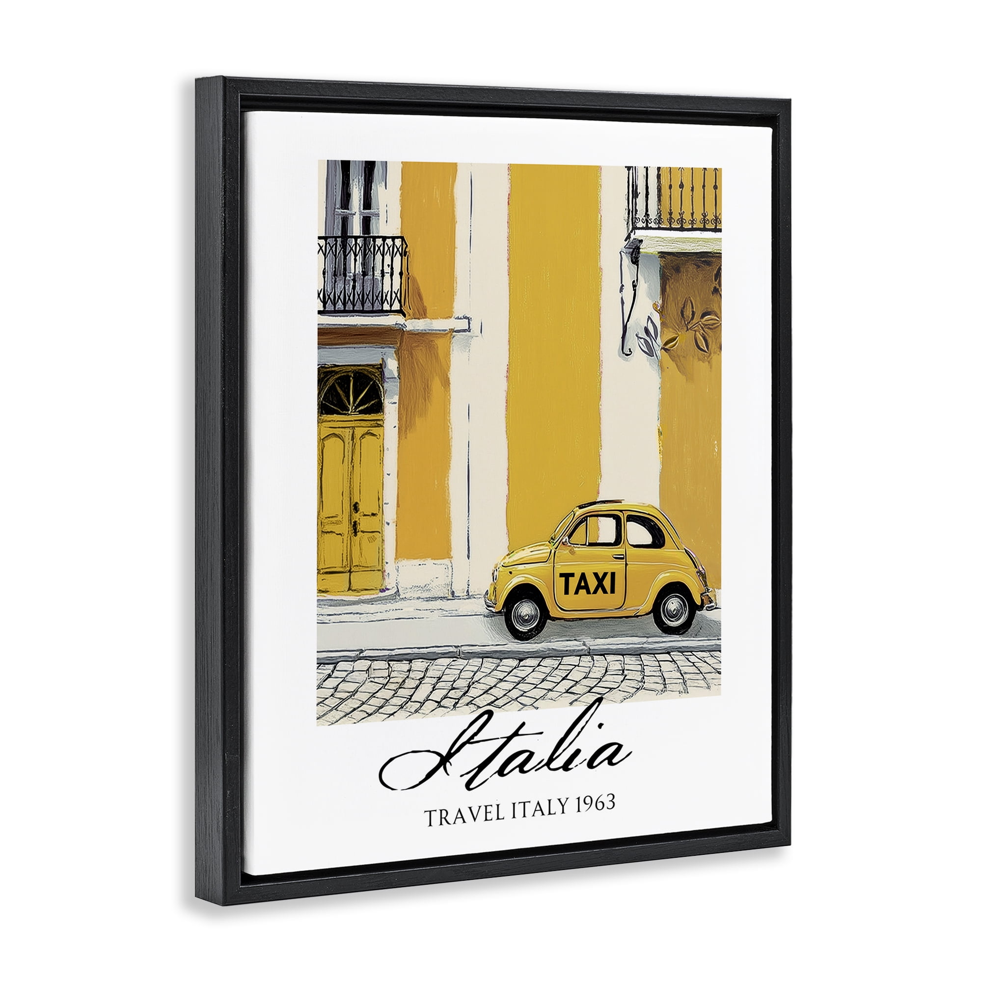Stupell Industries Travel Italia Taxi Black Framed Floater Canvas Wall Art, design by Annabelle Hall