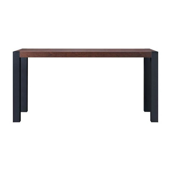 Bowery Hill Wood Rectangle Dining Table in Walnut and Black Finish