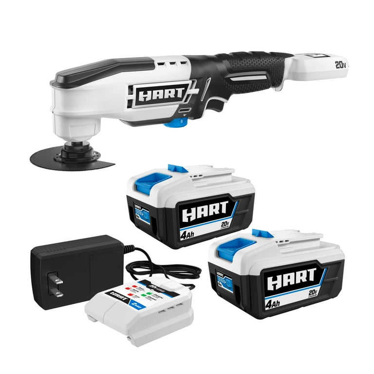 HART 20 Volt 2 Pack 4Ah and Charger Starter Kit and Muti Tool