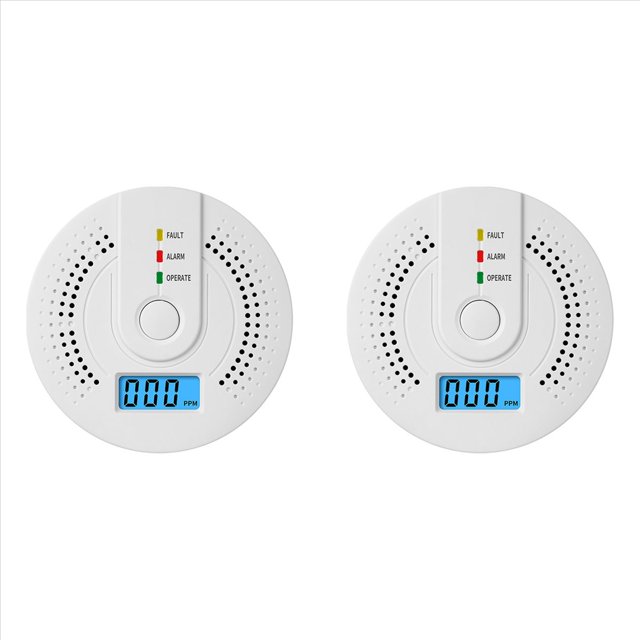Detector de Monóxido de 2 Pieza, Alarmas Portátiles de Monóxido de Carbono para el Hogar, Alarma de CO con UL2034 (Pilas NO Incluidas)