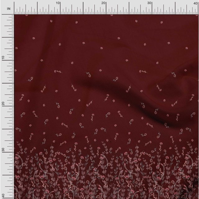 Soimoi Poly Georgette Fabric Leaves & Berries Panel Print Fabric by Yard 42 Inch Wide