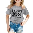 thumbnail image 4 of PMVFHDE Hauts pour Filles Grande Taille T-Shirt pour Filles T-Shirts Graphiques Mode Décontractée Imprimé Col Rond Manches Courtes T-Shirt Gris, 10-11 Ans, 4 of 4