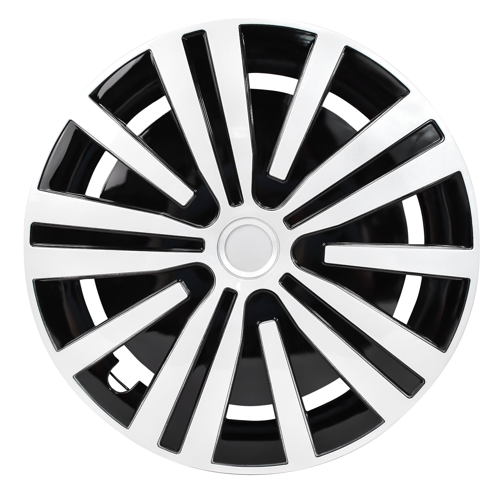 Hex Autoparts Hub Cap 15 inch Set of 4 fits R15 Tire & Steel Full Rim, Snap On Full Hubcaps Wheel Covers Universal for 15" Rims Black & Silver C-Type