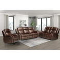 thumbnail image 3 of 3-Piece Living Room Set Faux Leather Reclining Sofa Set & Drop Down Table Brown, 3 of 8