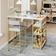 thumbnail image 3 of Yeshouse juego de mesa de comedor para 2 personas con 3 estantes de almacenamiento, incluye 2 taburetes tapizados, diseño de altura de mostrador, ideal para cocina o espacios pequeños, 3 of 8
