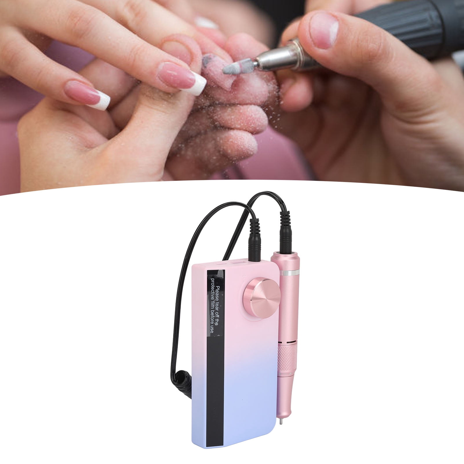 Rupoun Professional Electronic Nail File Kit Low Noise Portable Multi Functional Rechargeable Electric Nail Drill Machine Set for Beauty Salon and Home Use