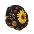 thumbnail image 2 of Kll Sunflowers Leaves Pattern Shower Cap & Bath Cap For Women,Reversible Oversized Waterproof Shower Caps For All Hair Lengths,Elastic Reusable Bathing Hair Cap, 2 of 9