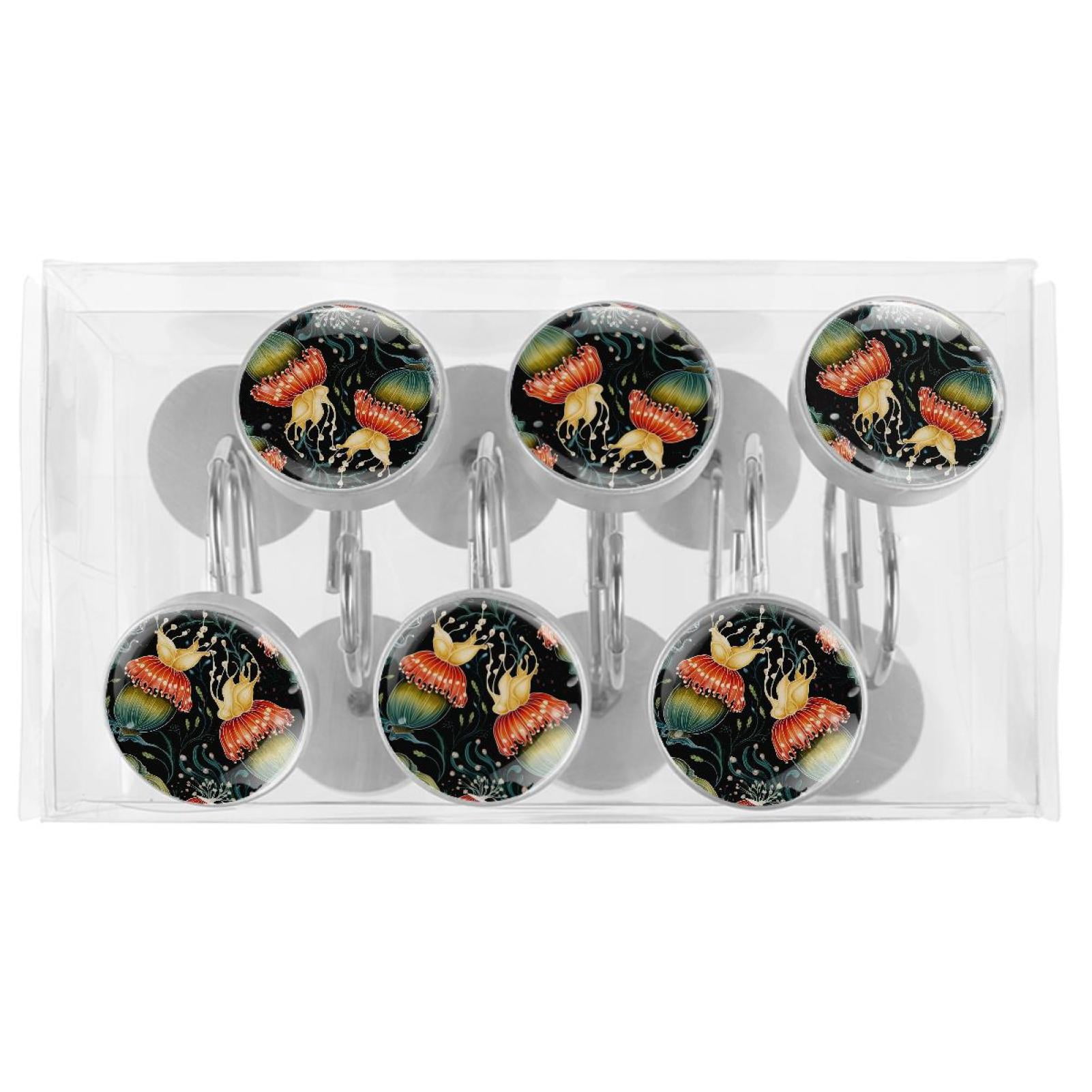 HemaKayy 12 Pcs Decorative Shower Curtain Hooks - Stainless Steel Rings for Bathroom Décor - Easy Glide & Secure Hold - Perfect Decoration for Bathroom Shower Rods - Ocean Sea Slug