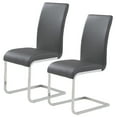 thumbnail image 3 of Contemporary Faux Leather and Metal Dining Chair Set of 2 Grey and Chrome, 3 of 5