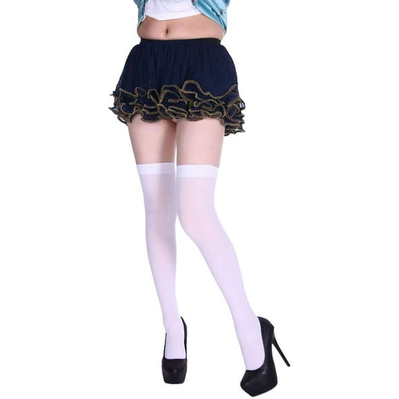 PMVFHDE Women's Sheer Tights Solid Color Over-Knee Socks, Casual Party Airy Long Tube Socks Over-Knee Socks for Elegant Outfits White