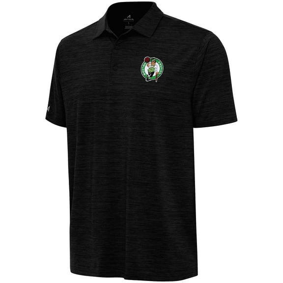 Men's Antigua Heather Black Boston Celtics Layout Polo