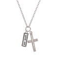 thumbnail image 2 of Delight Jewelry Silvertone Spin On Be Strong and Courageous Engraved Cross Zoey Necklace, 28", 2 of 4
