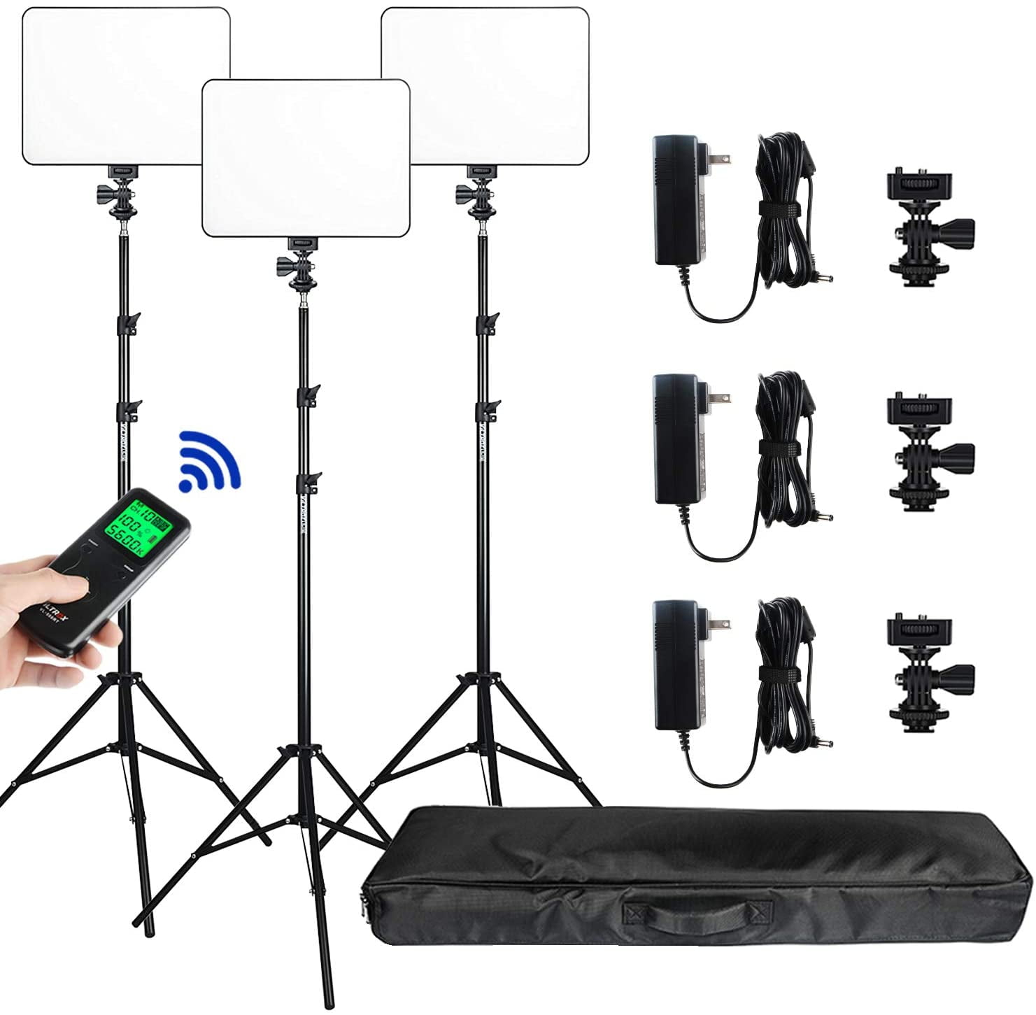 (3 Packs) VILTROX vl-200 Light 30W Bi-Color 3300K-5600K Studio Lights Kit  with Stand,CRI 95+ Wide Angel LED Photography Lighting for Video Shooting