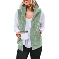 thumbnail image 2 of Hontri Plus Size Coat, Women's Solid Color Fashion Casual Sleeveless Pocket Zipper Coat Green 3Xl, 2 of 7