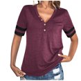 thumbnail image 2 of Camisetas para Mujer Fiudx Blusas Casuales con Botones Manga Corta Cuello en V Verano, 2 of 5