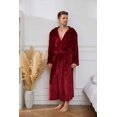 thumbnail image 5 of U2SKIIN Mens Robe with Hood,Full Length Plush Robe for Men Fleece Bathrobe（Burgundy, Large-X-Large）, 5 of 5