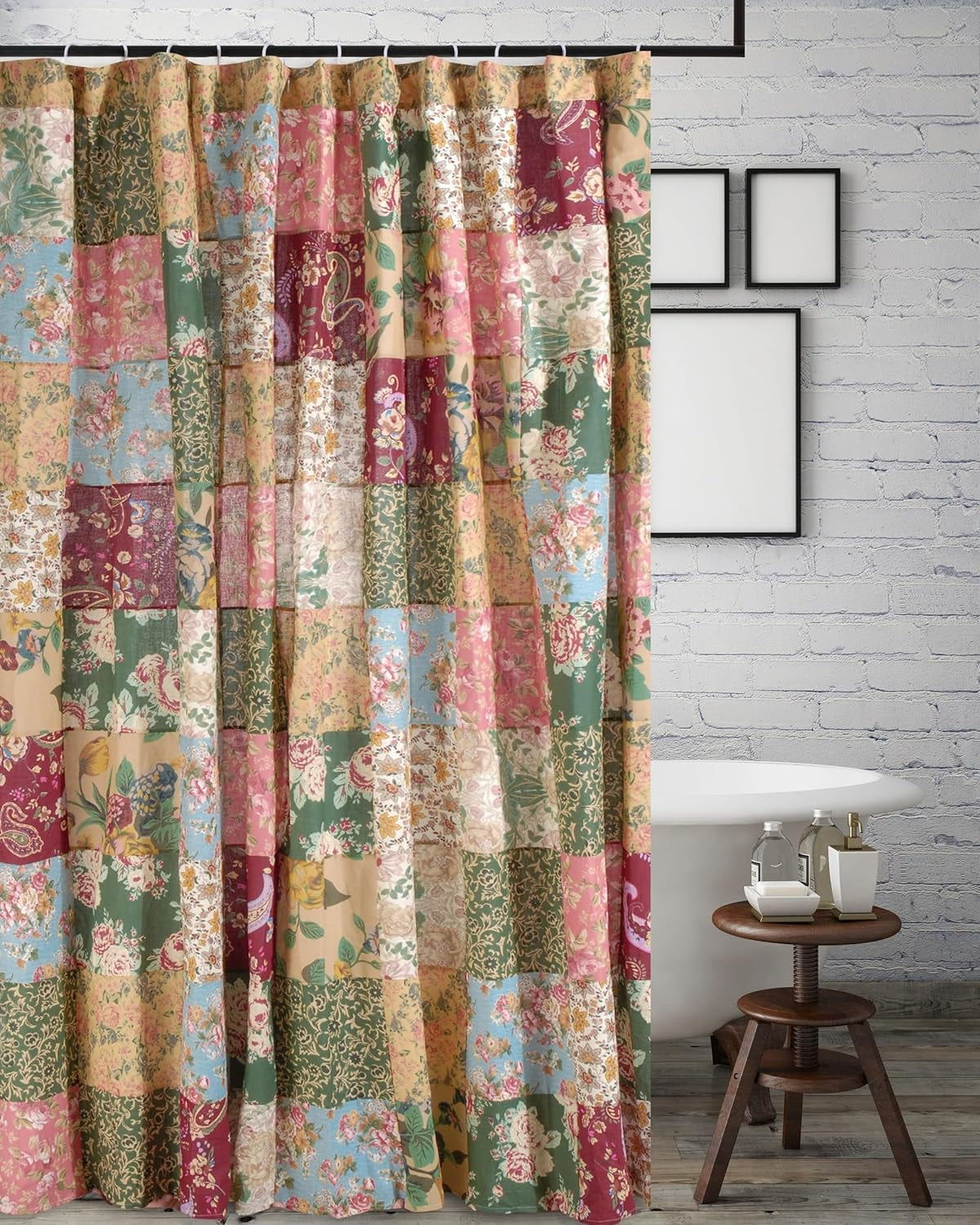 Greenland Home Fashions Antique Chic 100% Cotton Authentic Patchwork Shower Curtain, 72" x 72"