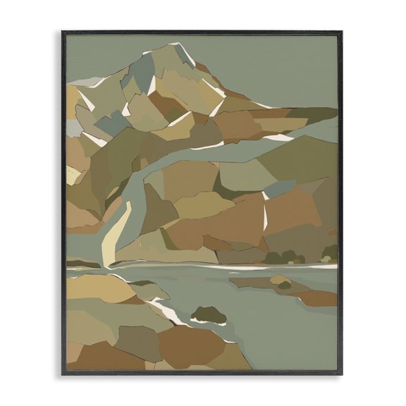 Stupell Industries Contemporary Abstract Mountain River Blocked Neutrals Black Framed Giclee Art, 16 x 20, by Nikita Jariwala