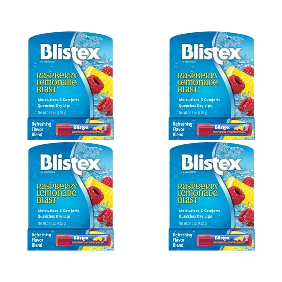4 Pack Blistex Raspberry Lemonade Blast Fruit Blend Lip Balm, .15 Oz Each