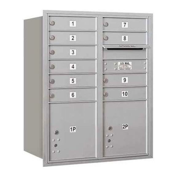 SALSBURY INDUSTRIES 3710DA-10ARP Horiz Mailbox,Prvt,12Dr,Alum,RL,37-1/2in