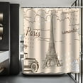 thumbnail image 2 of Paris Eiffel Tower Shower Curtain for Bathroom, Romantic Paris Shower Curtain Set Waterproof Fabric Bathtub Curtain Decor with 12 Hooks, 72x72 inches, 2 of 6
