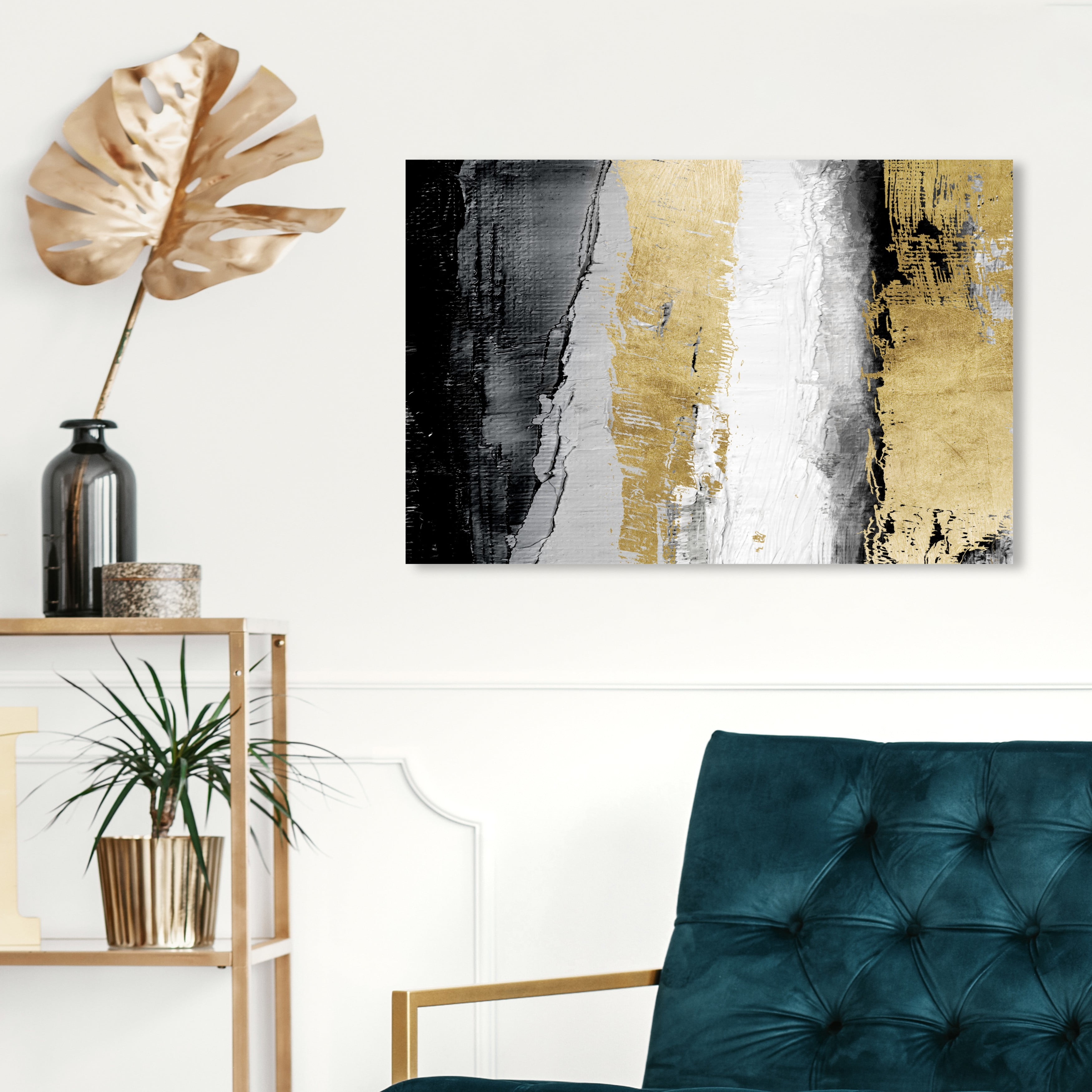 Design District Studio NWT Yeezy & LV Black, White, Gold Canvas Wall  Art 14”x11”