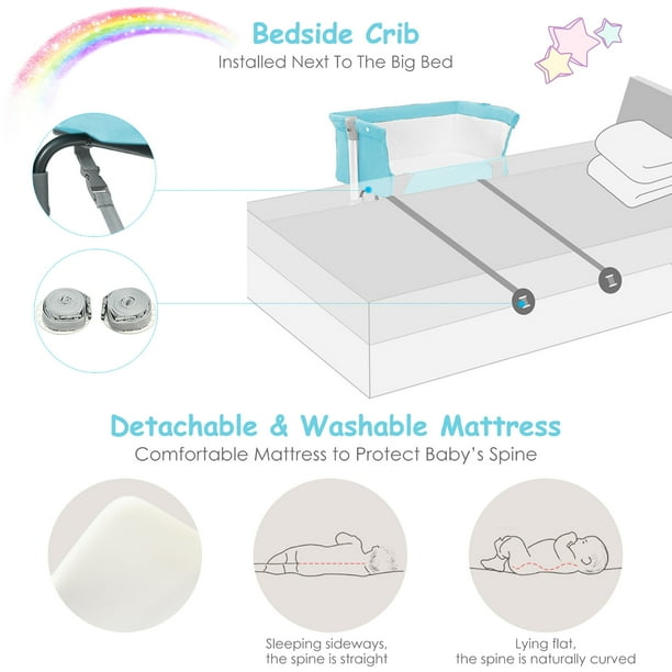 COSTWAY Babyjoy Portable Baby Bed Side Sleeper Infant Travel Crib W carrying Bag