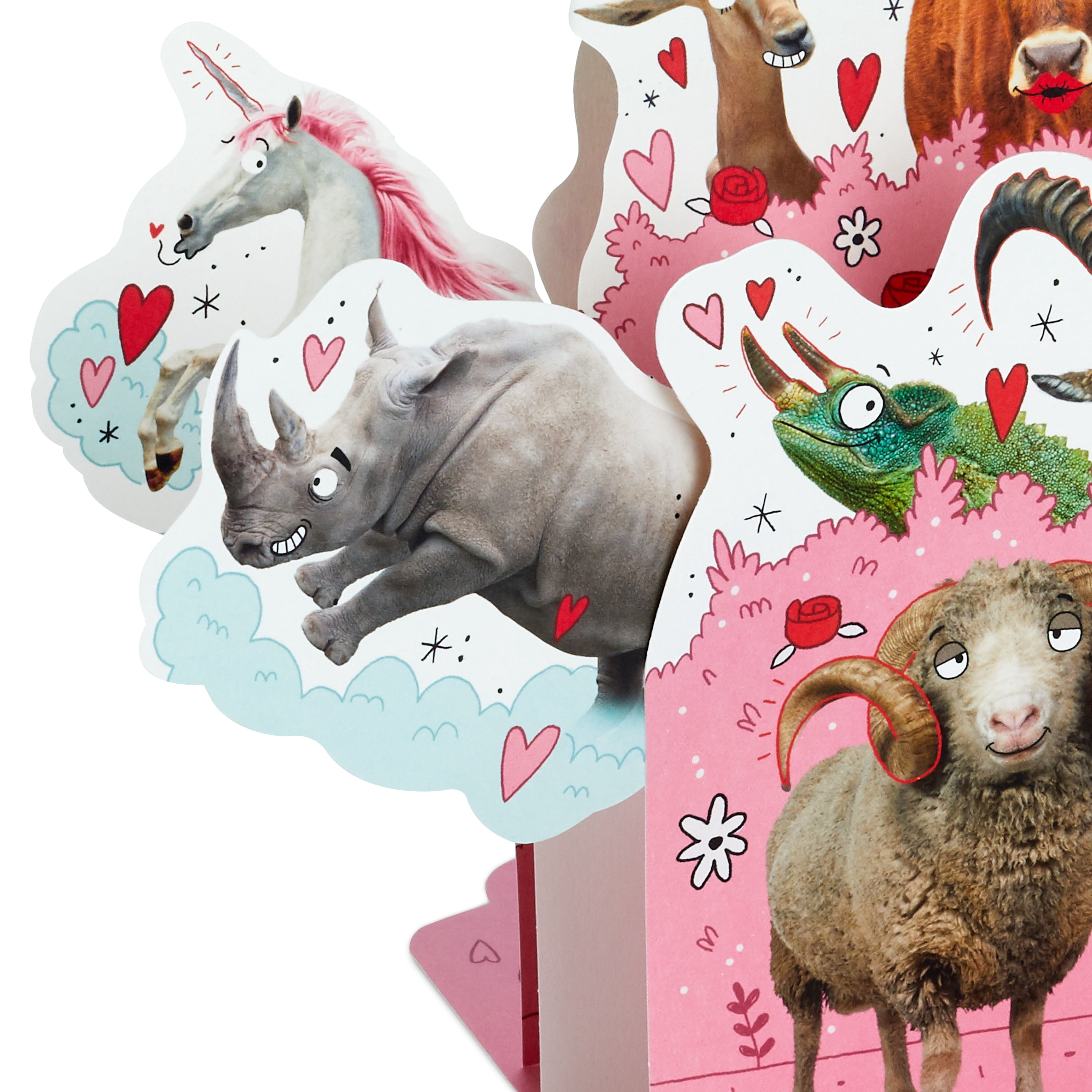 (2 pack) Hallmark Funny Pop Up Valentines Day Card for Husband, Wife, Boyfriend, Girlfriend (Horny Animals)